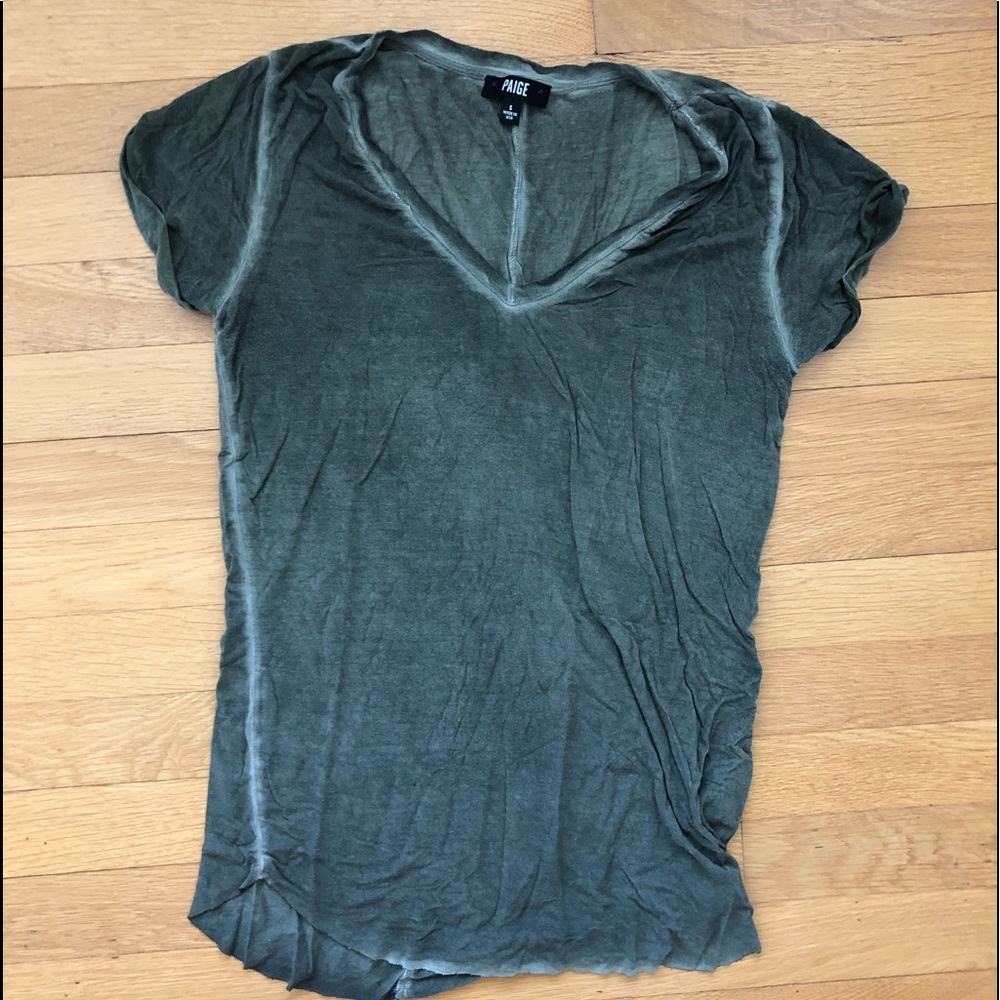 Paige Denim v-neck tee in washed olive green